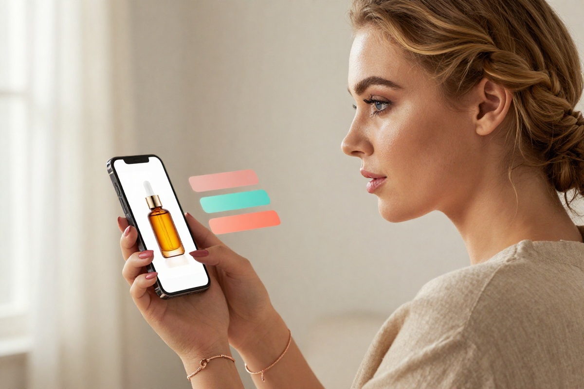 Рука касается смартфона с многослойным контентом на экране
